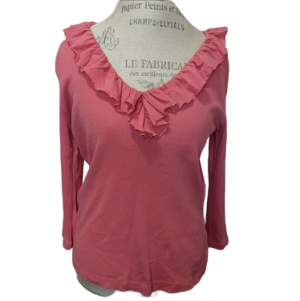 Chaps Pink Ruffle Blouse